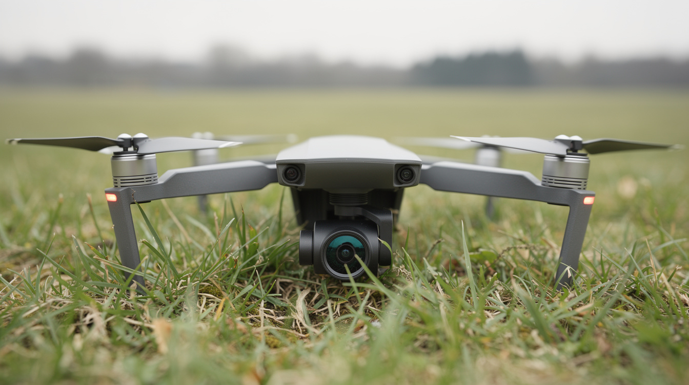 Drone camera prepared for an outdoor aerial video shoot